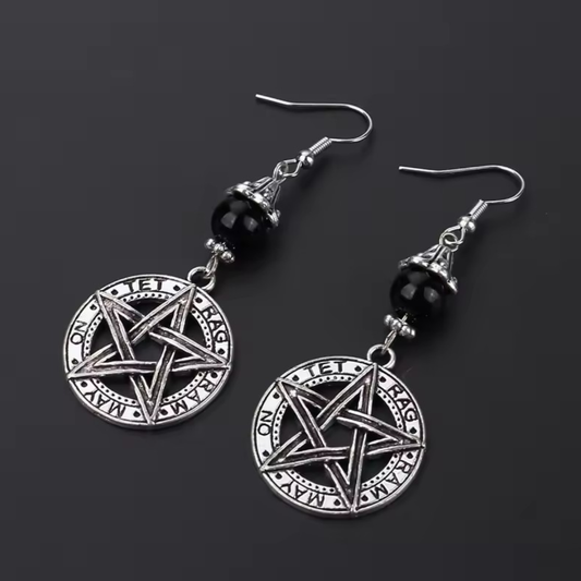 "Moc Pięcioramienia" – Długie Kolczyki z Pentagramem