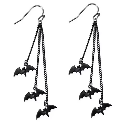 "Mroczny Lot" – Długie kolczyki z nietoperzami