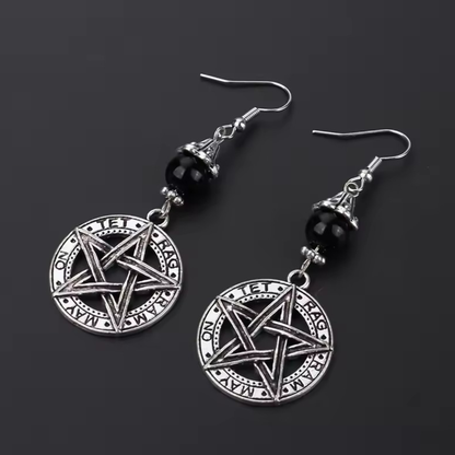 "Moc Pięcioramienia" – Długie Kolczyki z Pentagramem